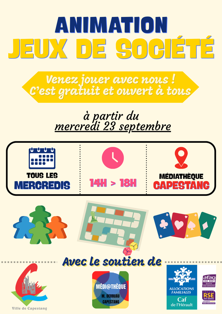 Ateliers Jeux de société à la Médiathèque
