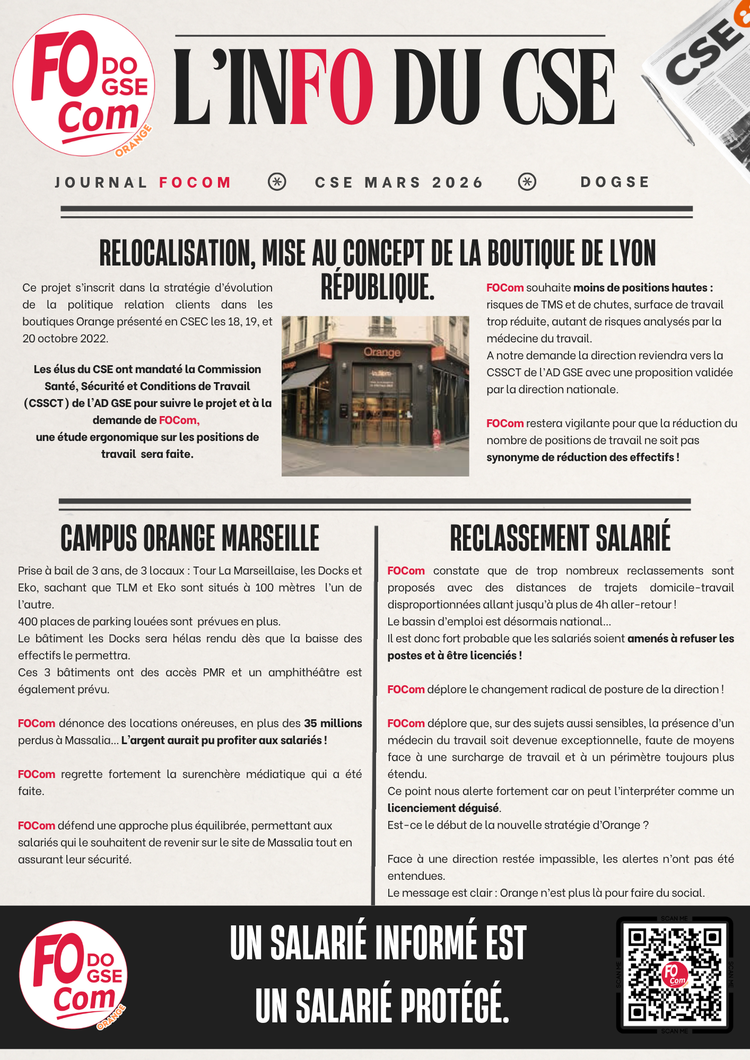L'INFO DU CSE DE MARS 2026