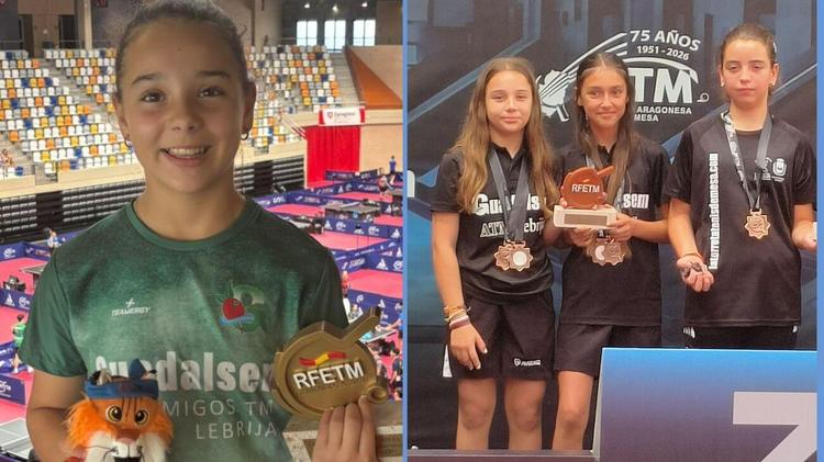 El Club Amigos del Tenis de Mesa Guadalsem logra un podio por equipos y un título nacional en los Campeonatos de España 2026