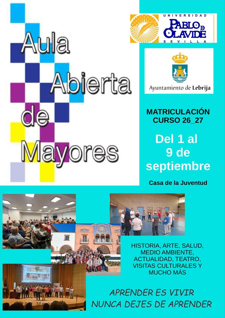 Abierto  un nuevo plazo de Matriculación en el Aula Abierta de Mayores de Lebrija