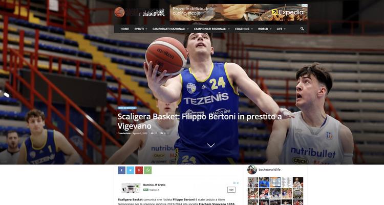 Basketball Worldlife - Filippo Bertoni in prestito a Vigevano