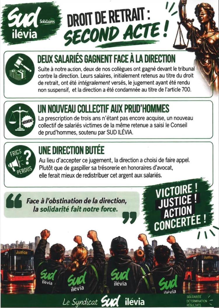 SUD ILEVIA // Droit de retrait : la Justice nous donne raison !