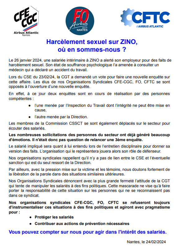 Harcèlement sexuel sur ZINO, où en sommes-nous ?