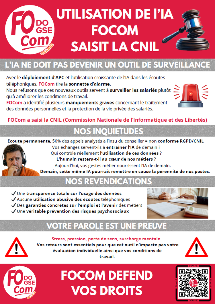 UTILISATION DE L'IA, FOCOM SAISIT LA CNIL