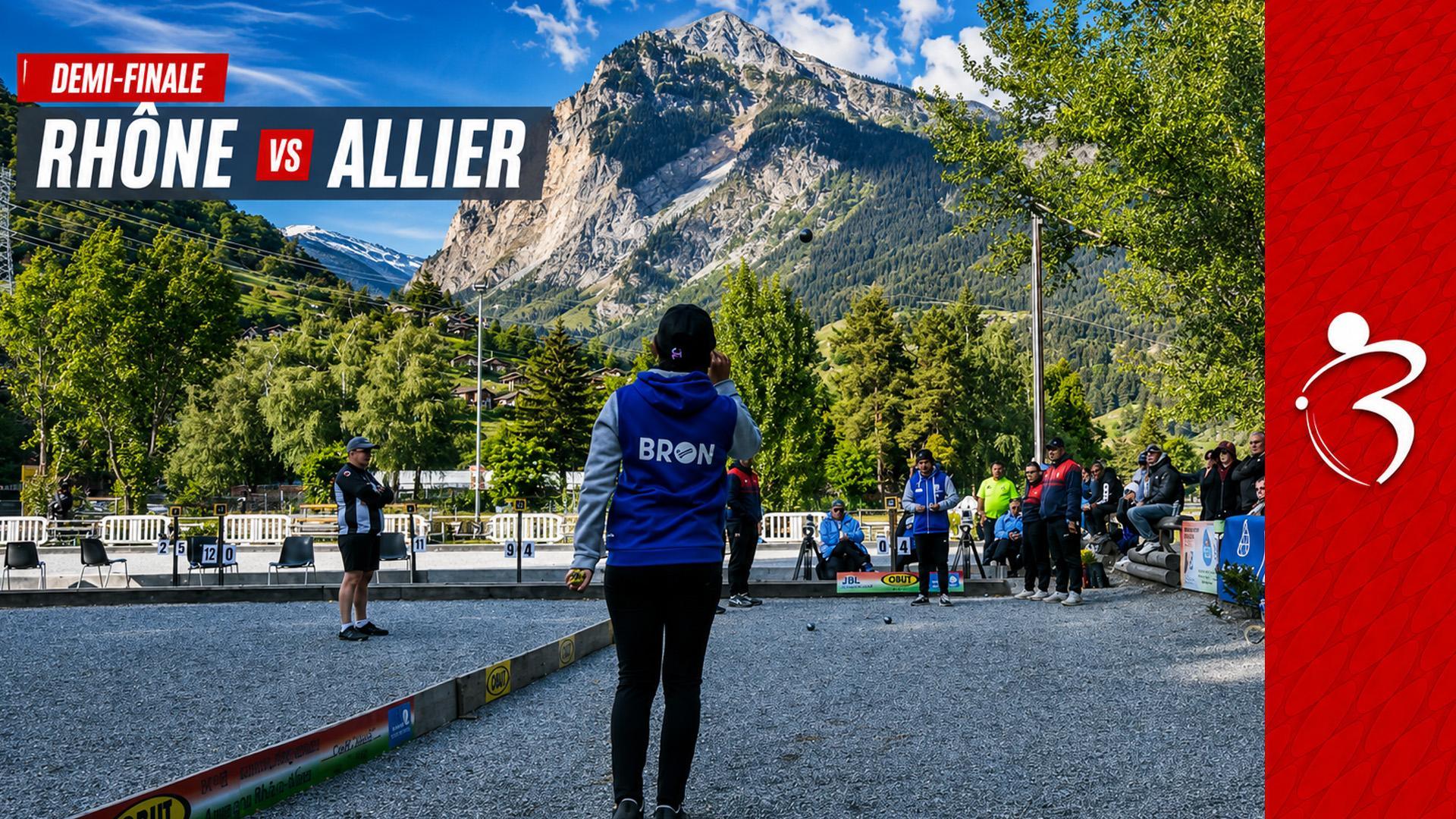Demi-finale Rhône (Bonetto) VS Allier (Marchand) : Championnat AURA triplette mixte à pétanque