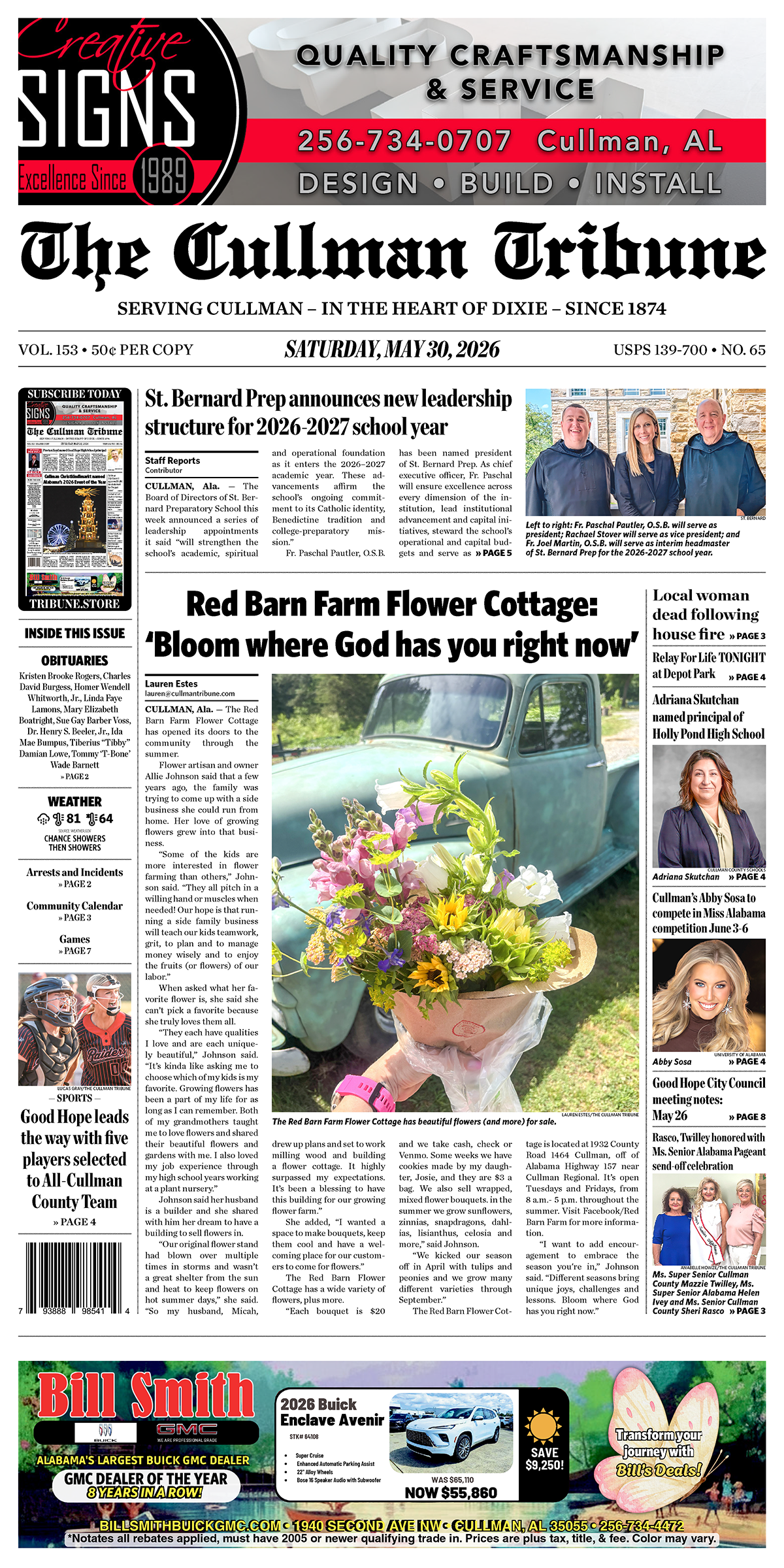 Good Morning Cullman! The 05-30-2026 edition of the Cullman Tribune is now ready to view.