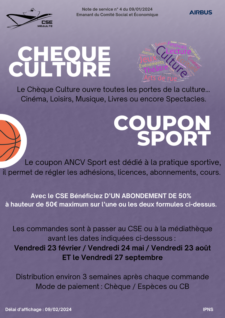 Chèque culture / Coupon sport