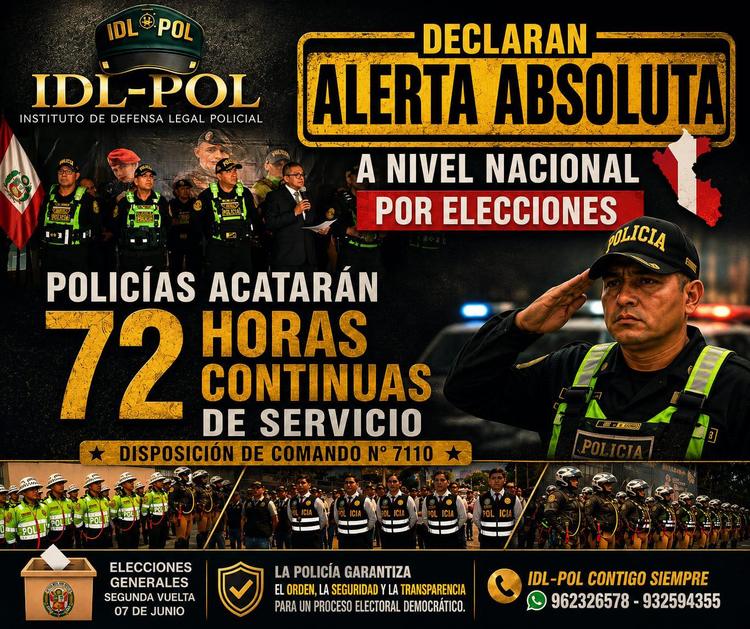 PNP Declara Alerta Absoluta a Nivel Nacional