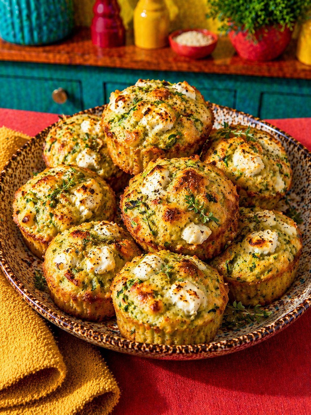  Muffins sales courgette, chevre & herbes