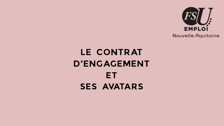 LE CONTRAT D’ENGAGEMENT ET SES AVATARS 