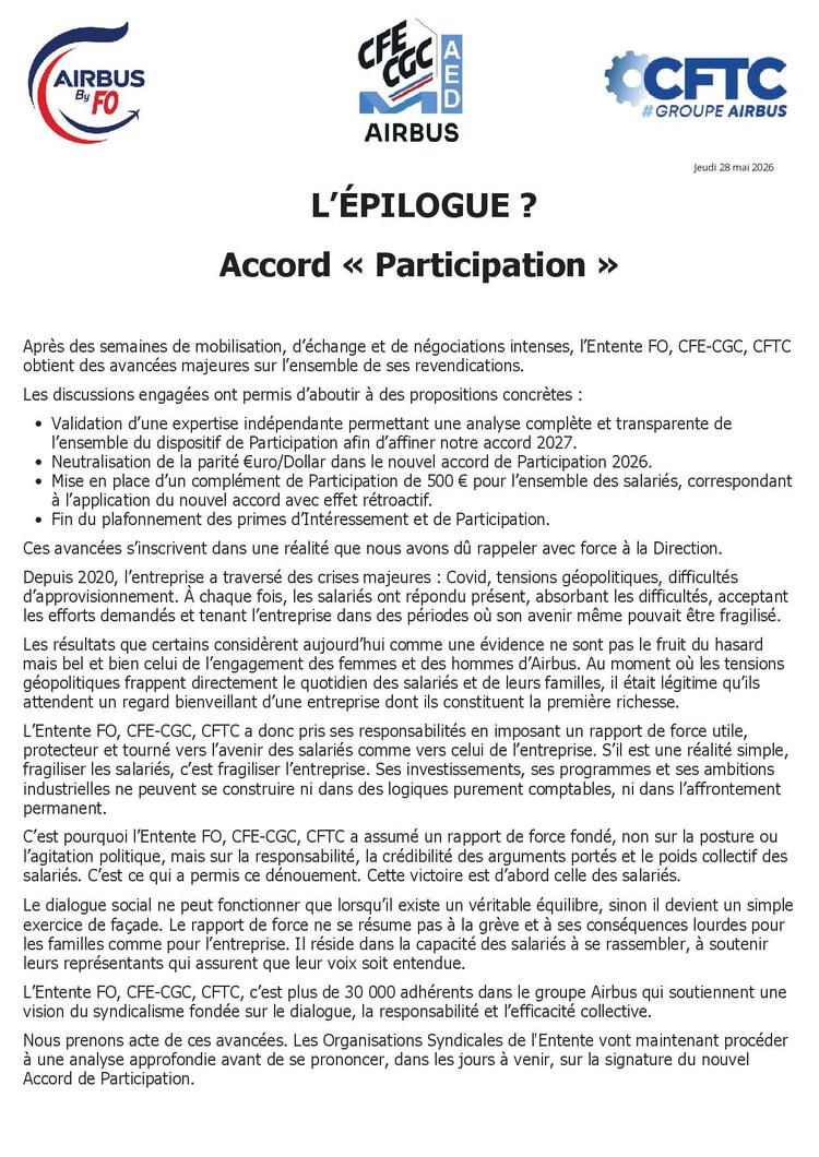 Communication FO suite a la réunion participation