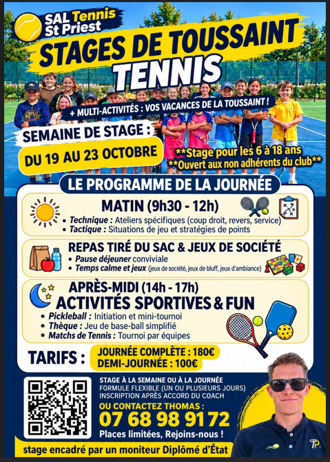 Stage de tennis - vacances automne