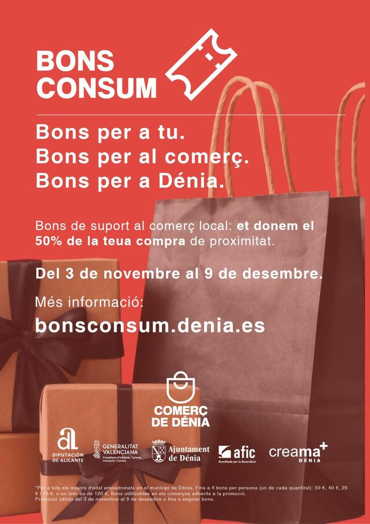 Dénia repartirá bonos de hasta 120 € para fomentar las compras en los comercios locales