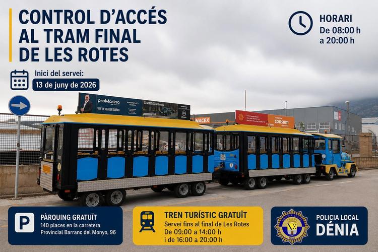 El acceso en vehículo al tramo final de Les Rotes de Dénia quedará restringido desde hoy sábado