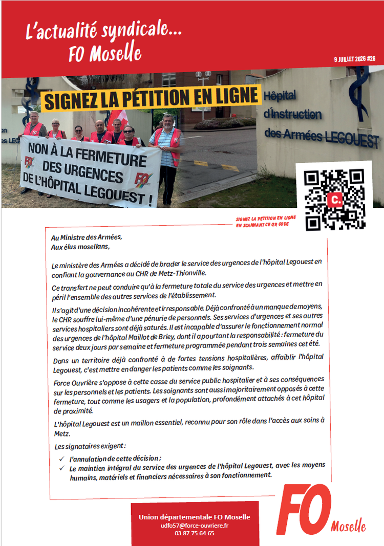 Pétition pour sauver les urgences LEGOUEST