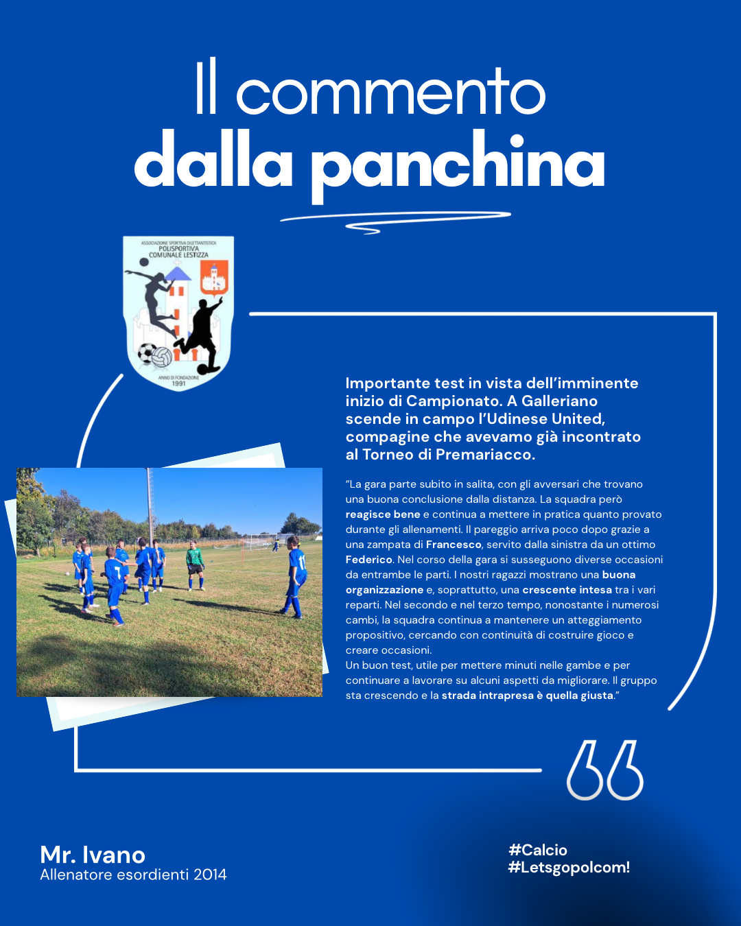 il commento dalla panchina