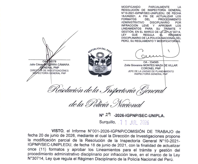 Inspectoría actualiza formatos para procedimientos disciplinarios por infracción leve