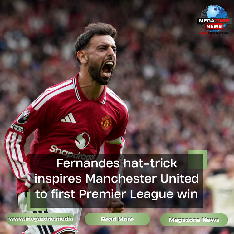 Fernandes hat-trick inspires Manchester United to first Premier League win
