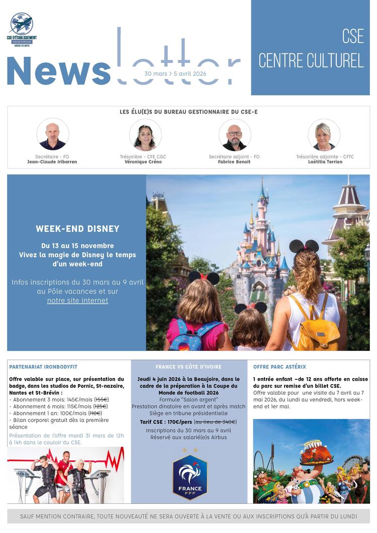 Informations du CSE et de la coopérative semaine 14