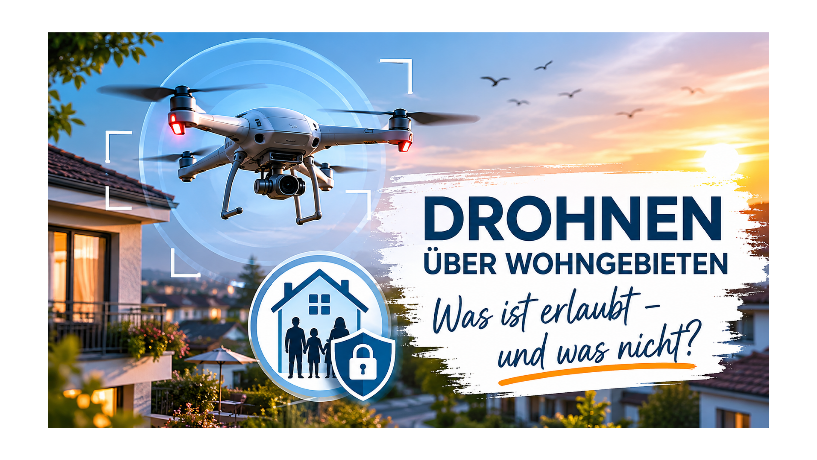 Drohnen über Wohngebieten - Wo Technik auf Privatsphäre trifft, gelten klare Grenzen.