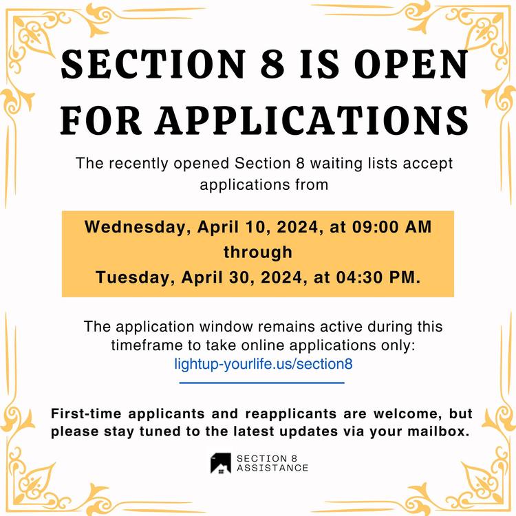 (Section8) accepts online applications