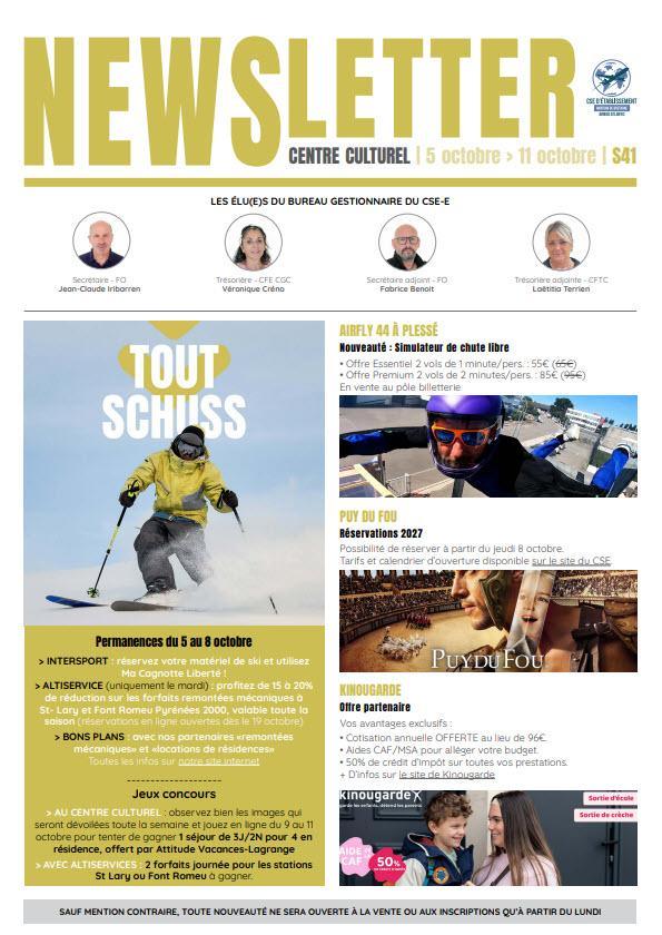 Newsletter du 05 au 09 Octobre 2026.