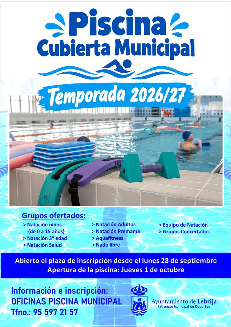  La Piscina Cubierta Municipal inicia el 1 de octubre una nueva temporada con 1.050 plazas