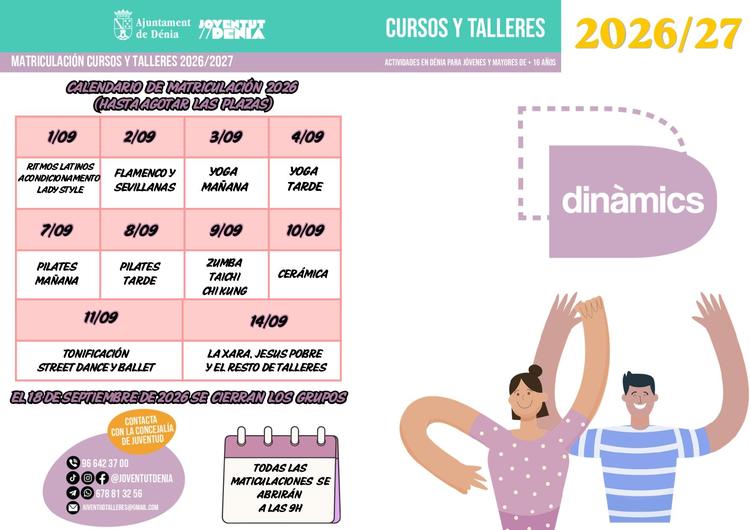 Dénia amplia la seua oferta de cursos de Llunàtics i Dinàmics per al curs 2026/2027