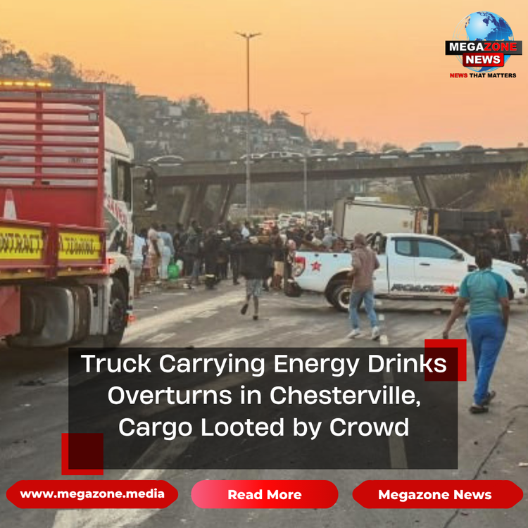 Truck Carrying Energy Drinks Overturns in Chesterville, Cargo Looted by Crowd