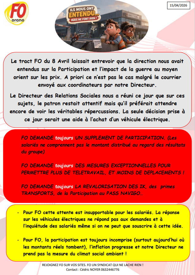 Une direction qui entend mais ne fait rien quand même !