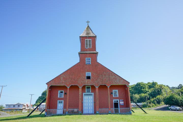 Iglesia de Caguach en Curaco De Velez, Chiloé, Sur de Chile