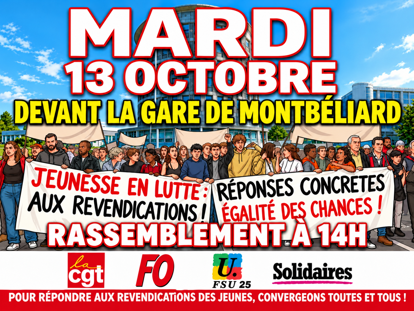 📢 AUJOURD'HUI, MARDI 13 OCTOBRE : MOBILISATION DES SYNDICATS ET DES LYCÉENS !