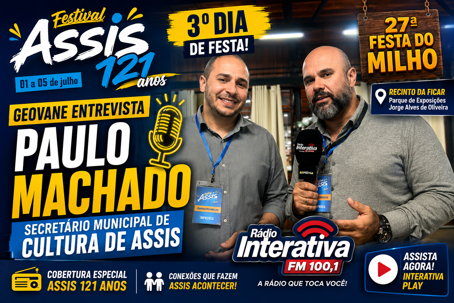 🎤 Assis 121 Anos: Geovane entrevista Paulo Machado, Secretário de Cultura