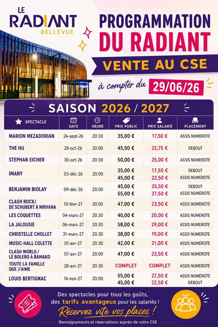 Le RADIANT : Saison 2026-2027