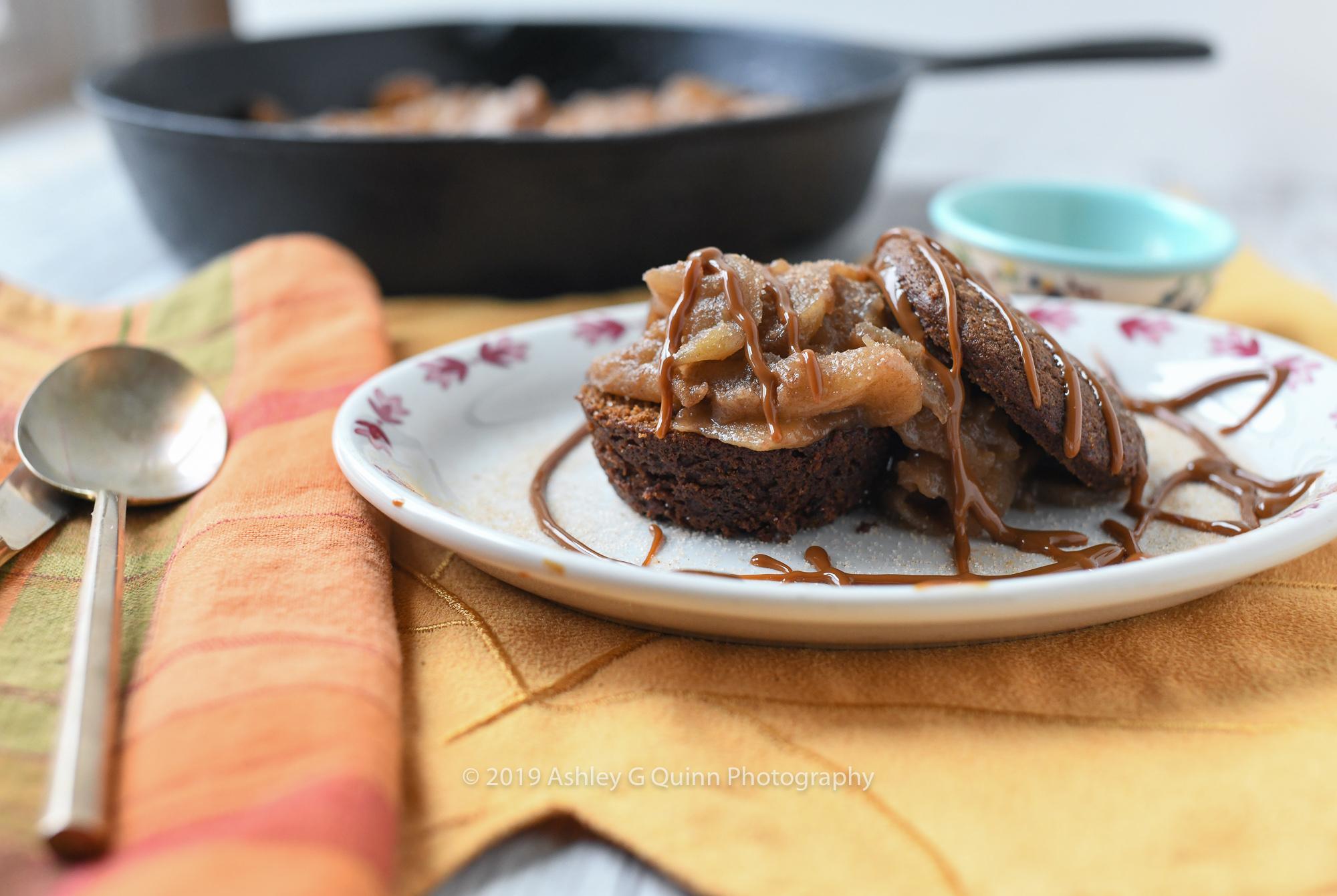 Oven Fried Apples on Gingerbread Shortcakes