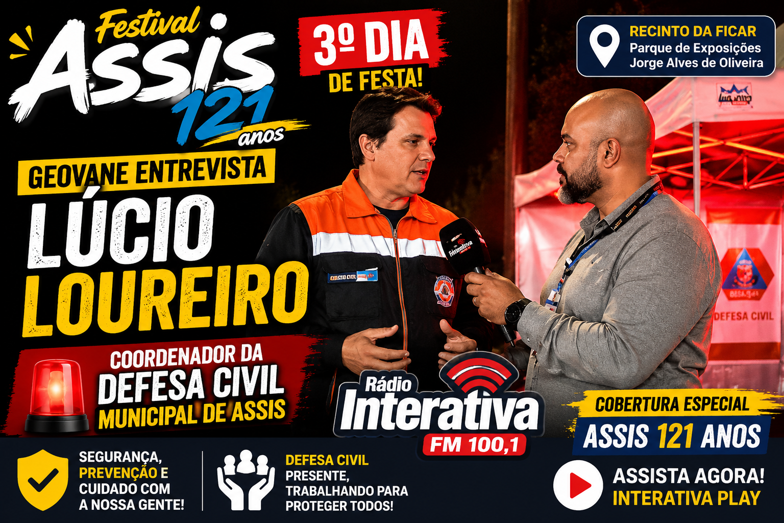 🚨 Assis 121 Anos: Geovane entrevista Lúcio Loureiro, coordenador da Defesa Civil