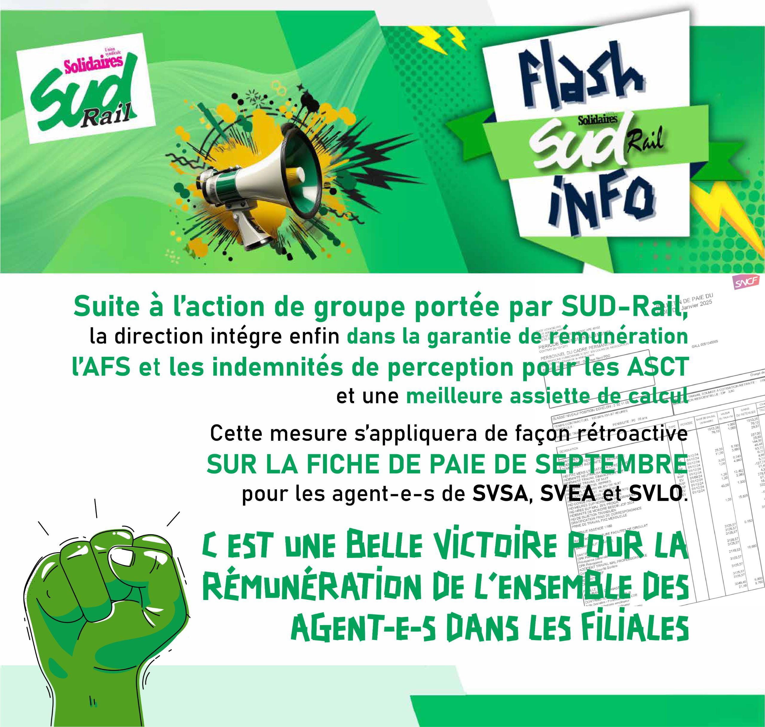 VICTOIRE SUR LA GARANTIE DE RÉMUNÉRATION. SUD-RAIL FAIT PLIER LA DIRECTION