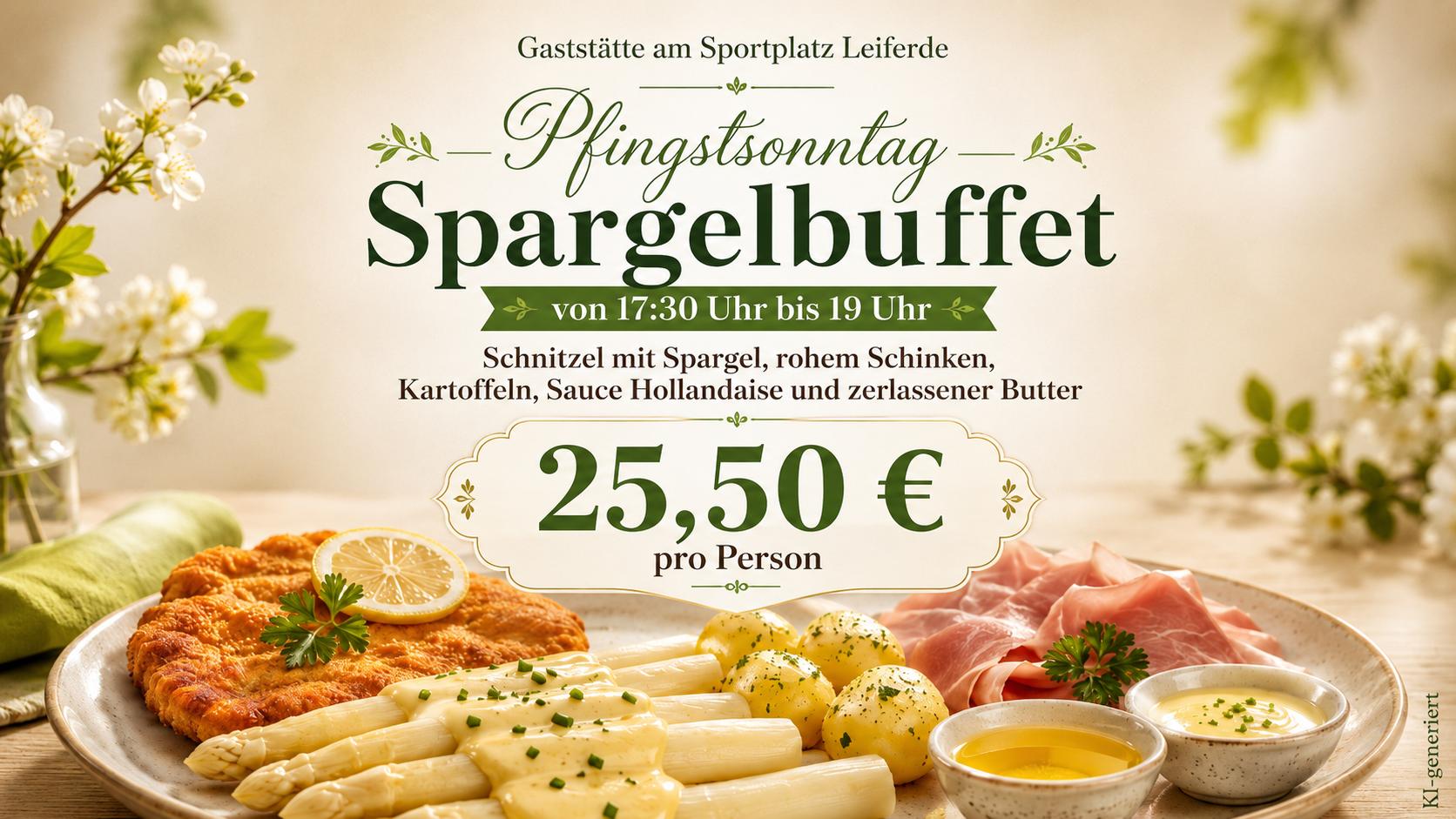 🌿 Spargelbuffet am Pfingstsonntag in Leiferde:  🍽️