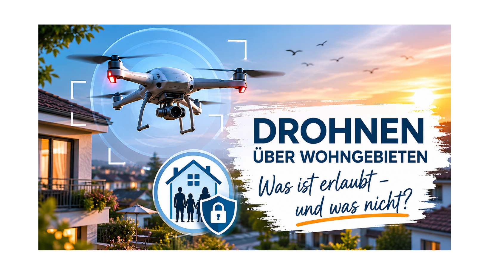 Drohnen über Wohngebieten - Wo Technik auf Privatsphäre trifft, gelten klare Grenzen.