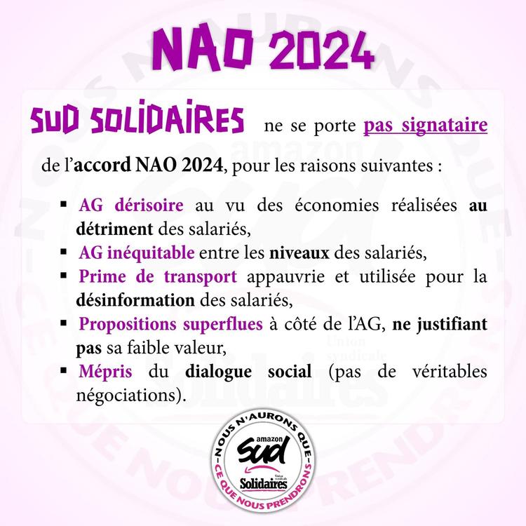 SUD-AMAZON LIL1 // NAO 2024 SUd SOLIDAIRES ne se porte pas signataire