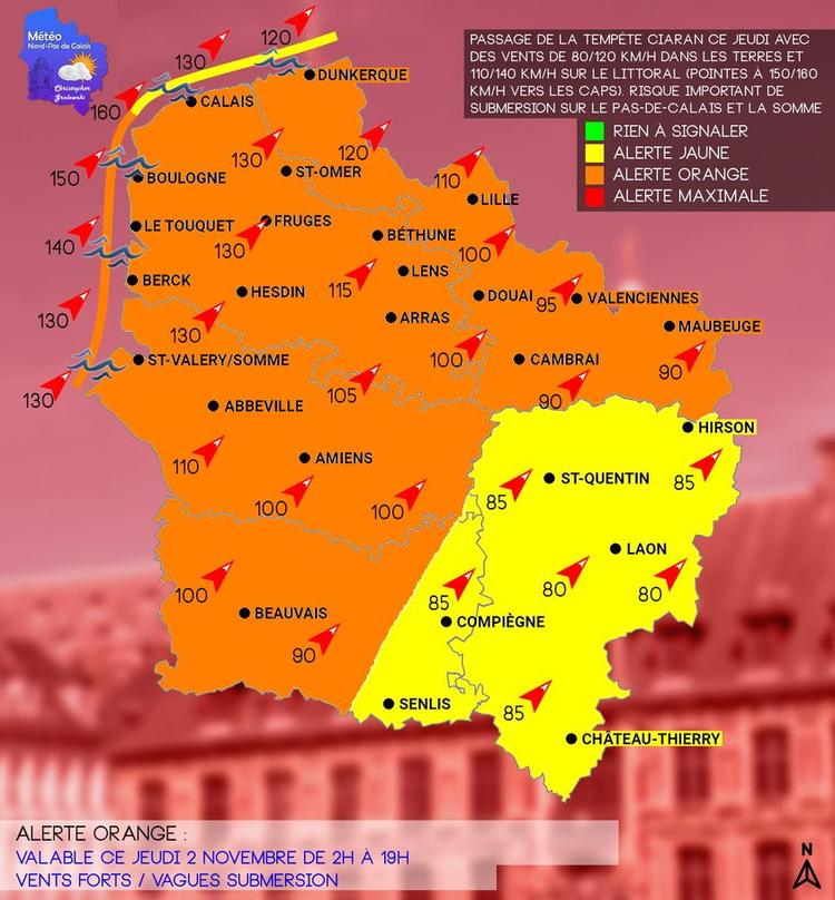 Tempête Ciaran: alerte orange dans le Nord-Pas-de-Calais
