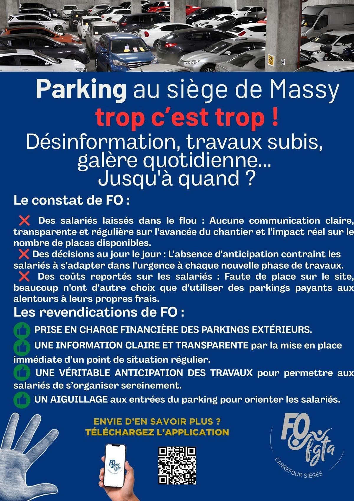 Parking au siège de Massy : Trop c'est trop !