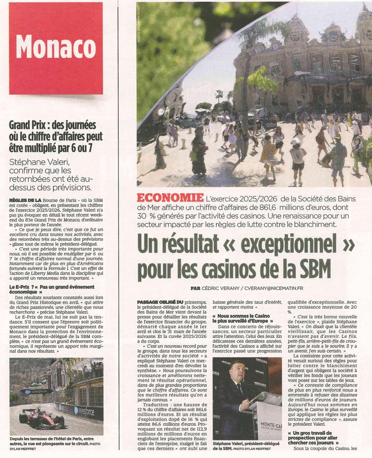Un résultat "exceptionnel" pour les casinos de la SBM 