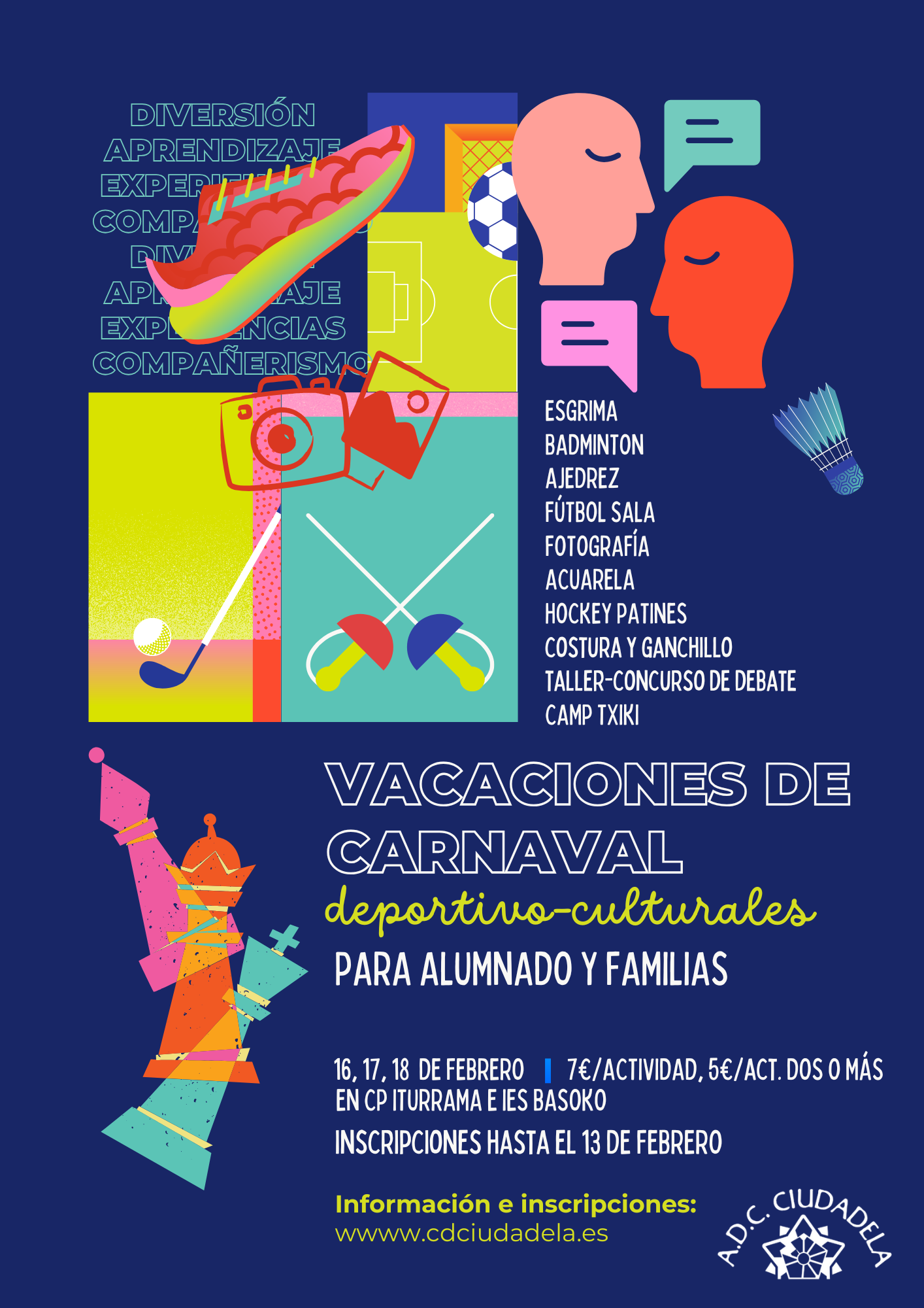 Carnavales 2026 programa actividades A.D.C. Ciudadela