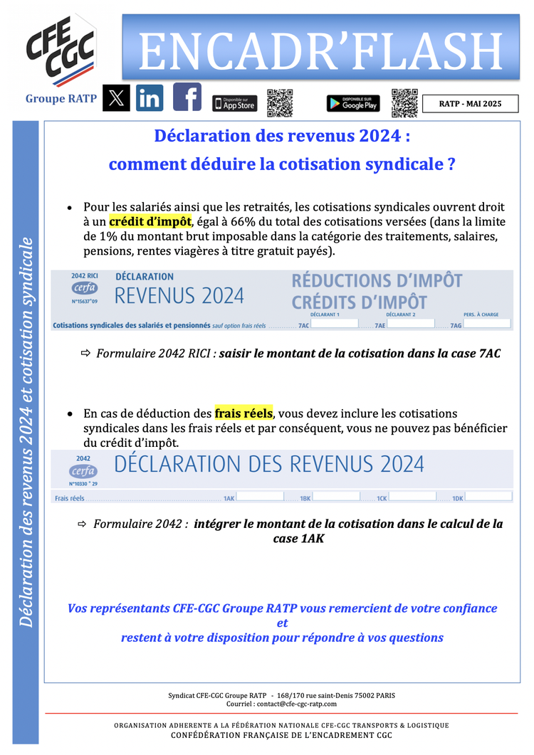 Déclaration des revenus 2024 : comment déduire la cotisation syndicale ?