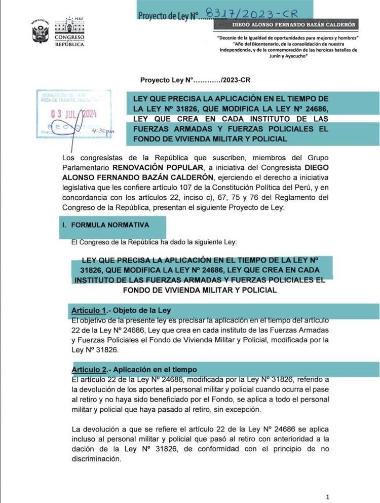 Proponen devolución de aportes al personal PNP en retiro sin excepciones