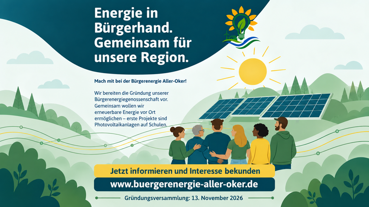 Bürgerenergiegenossenschaft geht an den Start: Gründungsversammlung am 13. November 2026 im DGH Leiferde