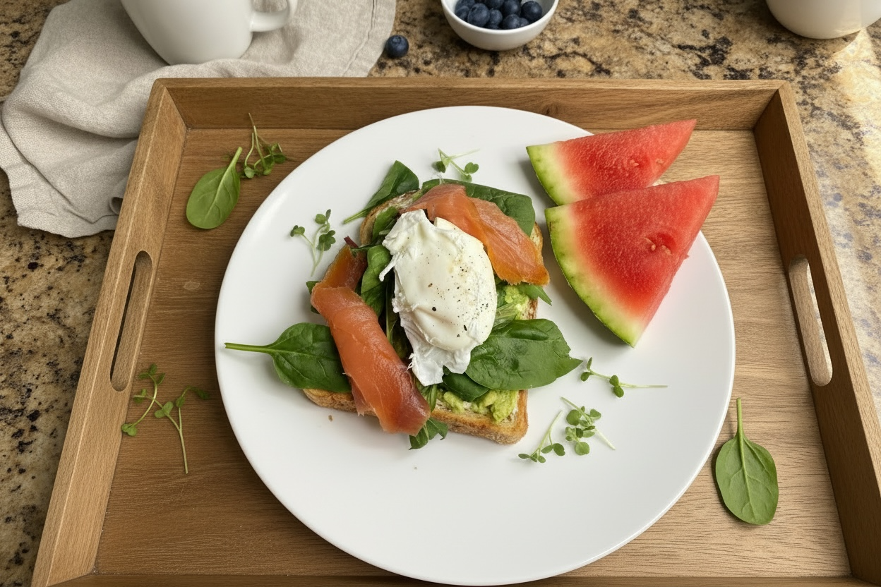 Smoked Salmon & Avocado Protein Toast Plate