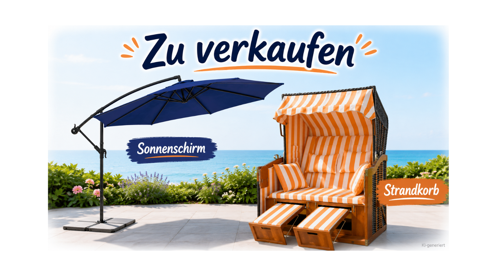 Sonnenschirm und Strandkorb zu verkaufen