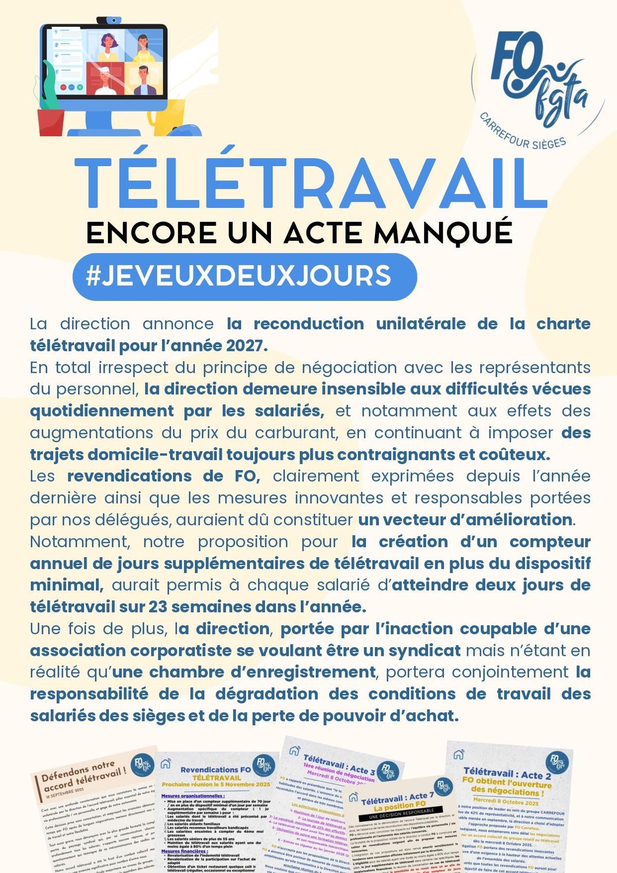 Charte Télétravail 2027 : Encore un acte manqué
